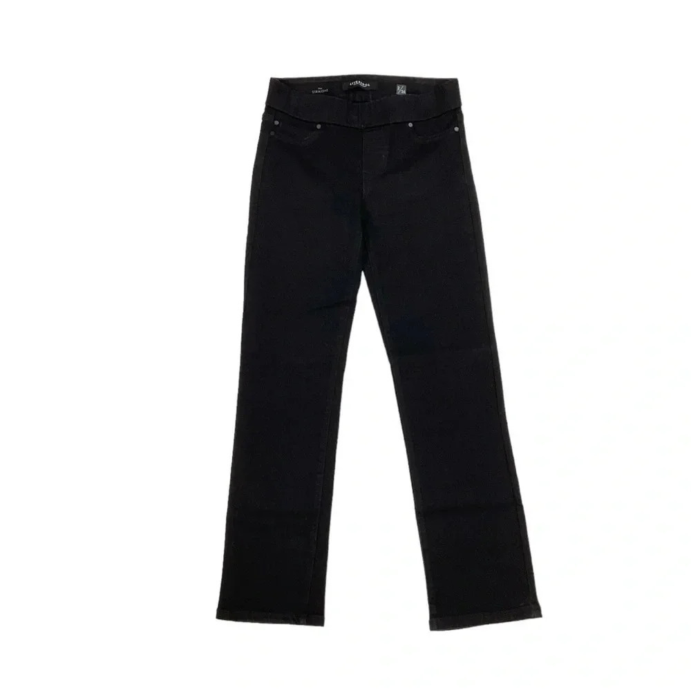 Liverpool Black Straight Leg Jeans Pull On Size 26 - Picture 4 of 7